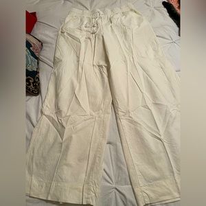 EUC Lane Bryant ivory linen wide leg pants. Size 16.